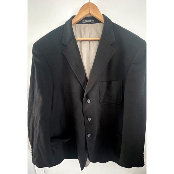 Arnold Bryant 100% Cashmere Black Sports Suit Jacket 3 Button SZ 48R 2XL EUC - Picture 1 of 12